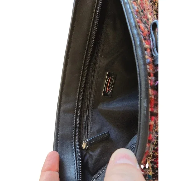 Talbots Tweed Purse Chain Shoulder Strap Bag Black Multicolor Small - Picture 4 of 8